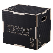 Vevor SHYTX161412Y7DDXDV0 3-in-1 Plyometric Jump Box, 16 x 14 x 12 in. Wooden Plyo Box, Platform & Jumping Agility Box, Black