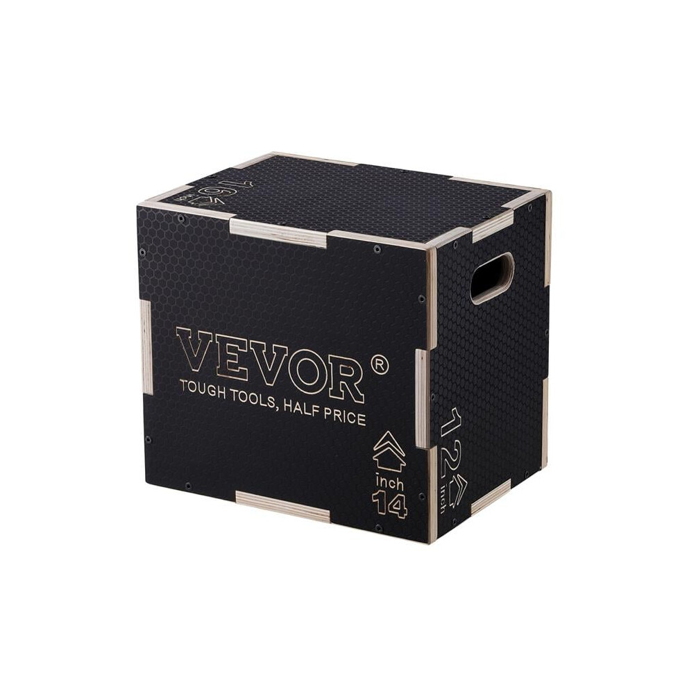 Vevor SHYTX161412Y7DDXDV0 3-in-1 Plyometric Jump Box, 16 x 14 x 12 in. Wooden Plyo Box, Platform & Jumping Agility Box, Black