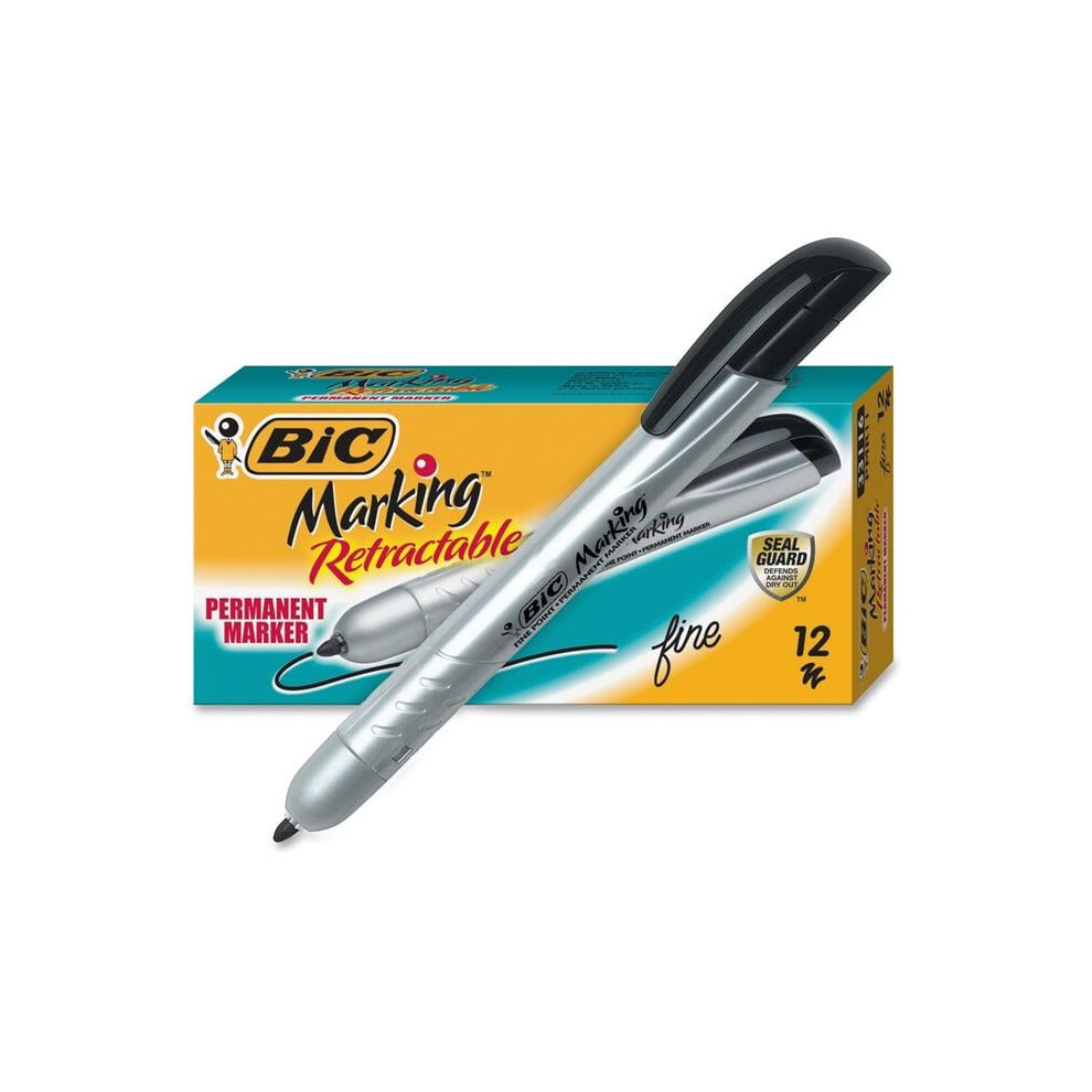 Bic Retractable Permanent Markers - Black