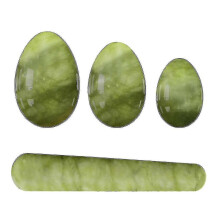 (Undrilled Whole Set)Green Stone Yoni Egg Set Natural Jade Eggs Vaginal Muscles Fi
