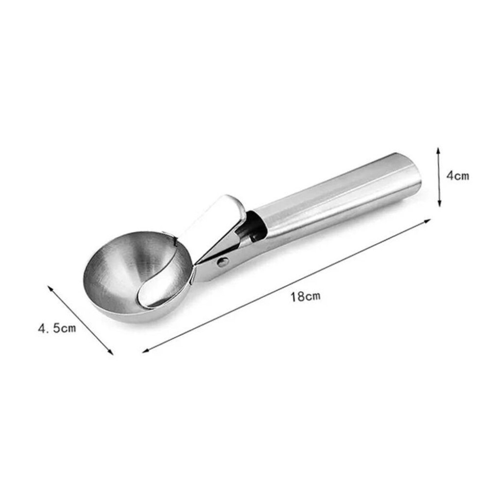 (as the picture) Wikhostar Stainless Steel Ice Cream Scoop With Trigger Fruit Scoop Frozen Yogurt Sundae Ice Cream Ball Spoon Stacks