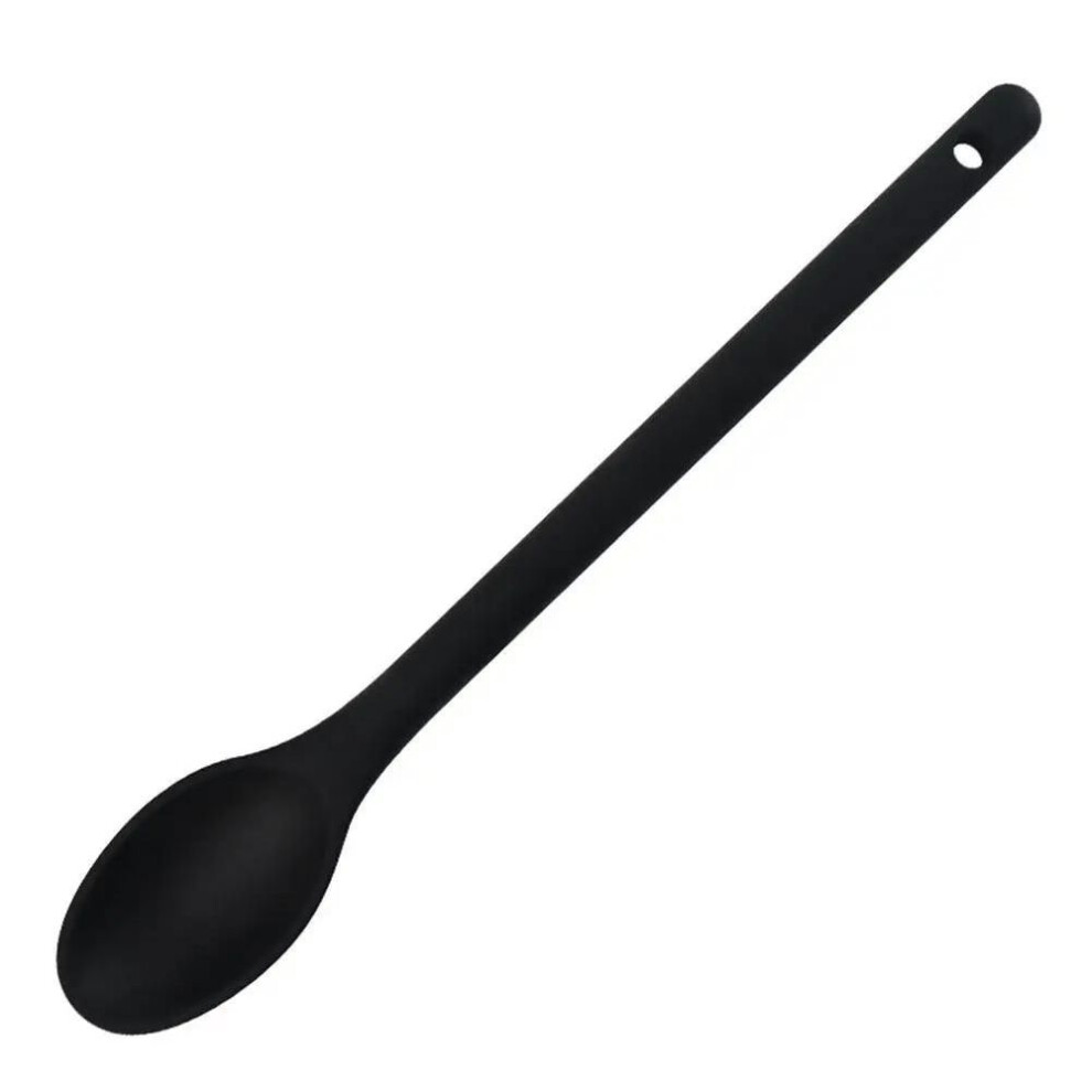 (black) Wikhostar Silicone Mixing Spoon Non-stick Cooking Spoon Kicthen Spoon Baking Spoon For Salad Stirring Mixing And Serving