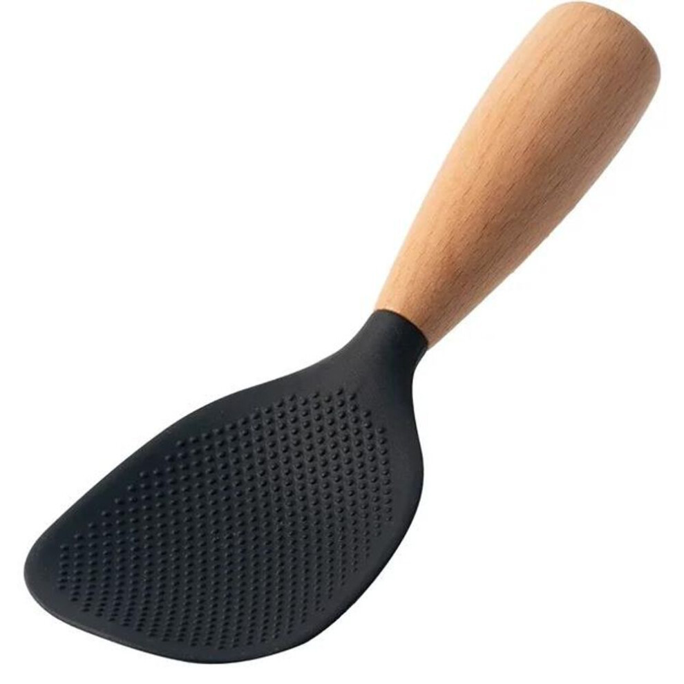 (black) 1pc Silicone Rice Spoon Kitchen Ladle Non-stick Saucepan Electric Rice Cooker Cooking Scoop With Hanging Holes Household Items