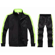 (3XL,Black)Men's Casual Sports Suit Zipper Hooded Jacket + Pants Tracksuit Sweatshirt Set
