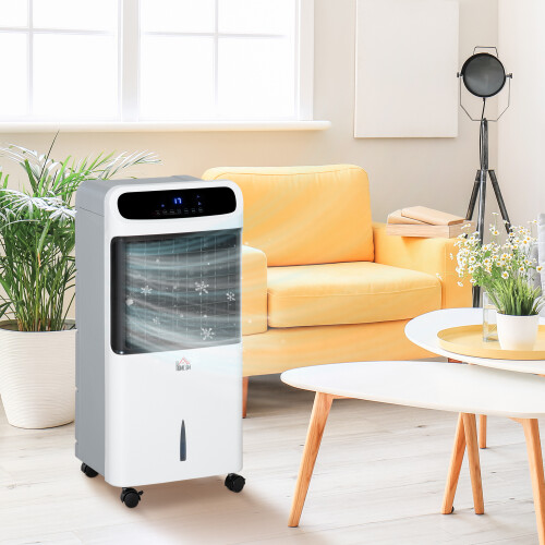 HOMCOM Mobile Air Cooler, Evaporative Ice Cooling Fan Humidifier Unit