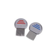 2x Flea Removal Lice Nit Head Stainless Steel Metal Hair Comb Brushes Round - Blue Blue