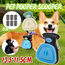 Pet Pooper Scooper Poop Scoop Dog Cat Waste Removal Foldable Pick Up Cleaner - Blue Beige