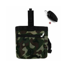 Puppy Pet Dog Obedience Training Treat Bag Feed Pouch & Training Whistle Clicker - Green Camo + Whistle