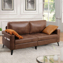 (Brown, Faux Leather) YODOLLA 2m Sofa Couch Modern Decor Furniture
