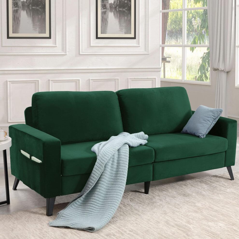 (Green, Velvet) YODOLLA 2m Sofa Couch Modern Decor Furniture