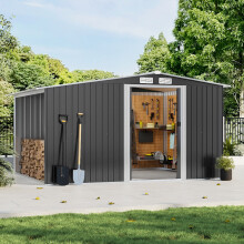 8ft x 6ft Garden Metal Storage Shed with Log Storage