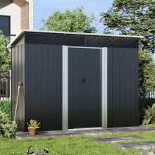 8.6 X 4.3 Ft Black Steel Storage Shed With Sliding Doors