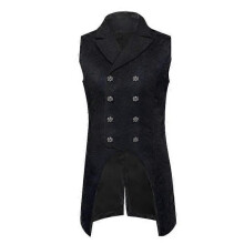 (L,black)Mens Victorian Suit Vest Steampunk Gothic Medieval Waistcoat