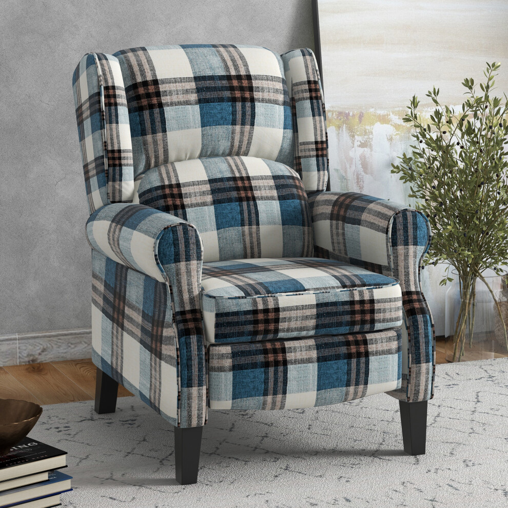 Homcom Blue Recliner For Living Room Wingback Chair With Padded Armrest - Image 3