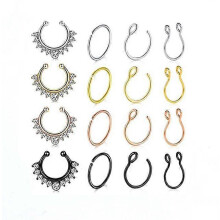 (style2)Stainless Steel Faux Lip Ear Nose Septum Ring