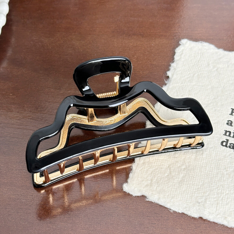 (Black) Style Chic Geometric Hair Claw Clip For Effortless Elegance Trendy Shades In-image-OPC-PFZNWC8-NEW