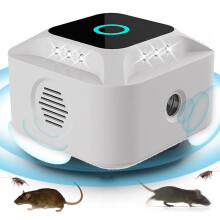 Ultrasonic Mouse Repeller with 12 LED Strobe Lights, 3 Modes (ULTRA/TRANS/DUO), 300 Sq Ft Coverage, Long-Life Battery Operated