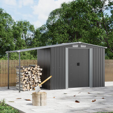 8 x 4 ft Outdoor Metal Storage Shed with Lean-to, Dark Grey