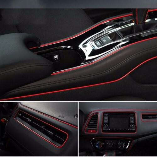 (Red) 1m PVC Car Interior Decoration Strip DIY Dashboard Modification Trim