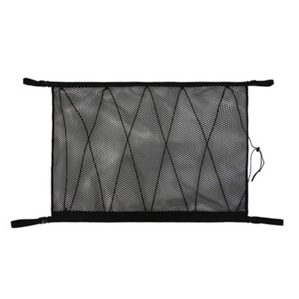 (Black) Car Ceiling Storage Net Pocket Universal Car Roof Interior Cargo Net Bag With Zipper Car Trunk Storage Black 8727971409831