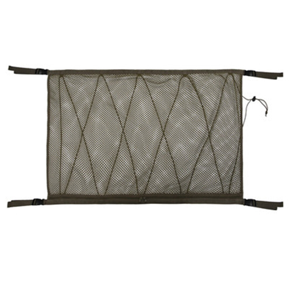 (Khaki) Car Ceiling Storage Net Pocket Universal Car Roof Interior Cargo Net Bag With Zipper Car Trunk Storage 8727971409848