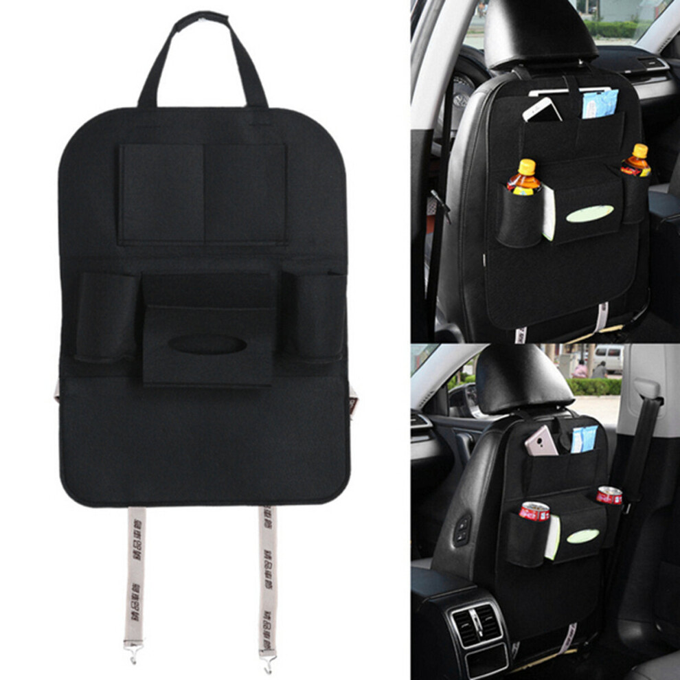 (Black) Auto Car Seat Back Hanging Multi-Pocket Storage Bag Organizer Holder Car Storage Box Black 8727971385937
