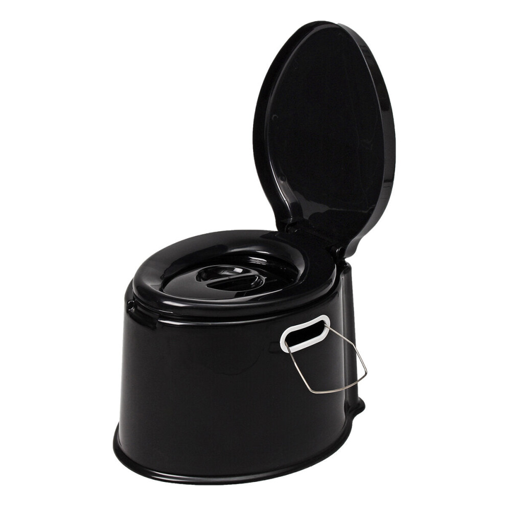 (Black) Portable Travel Toilet Compact Potty Bucket Seats Waste Tank Lightweight Outdoor Indoor Toilet For Camping Hiking Boating Caravan Campsite Hospital