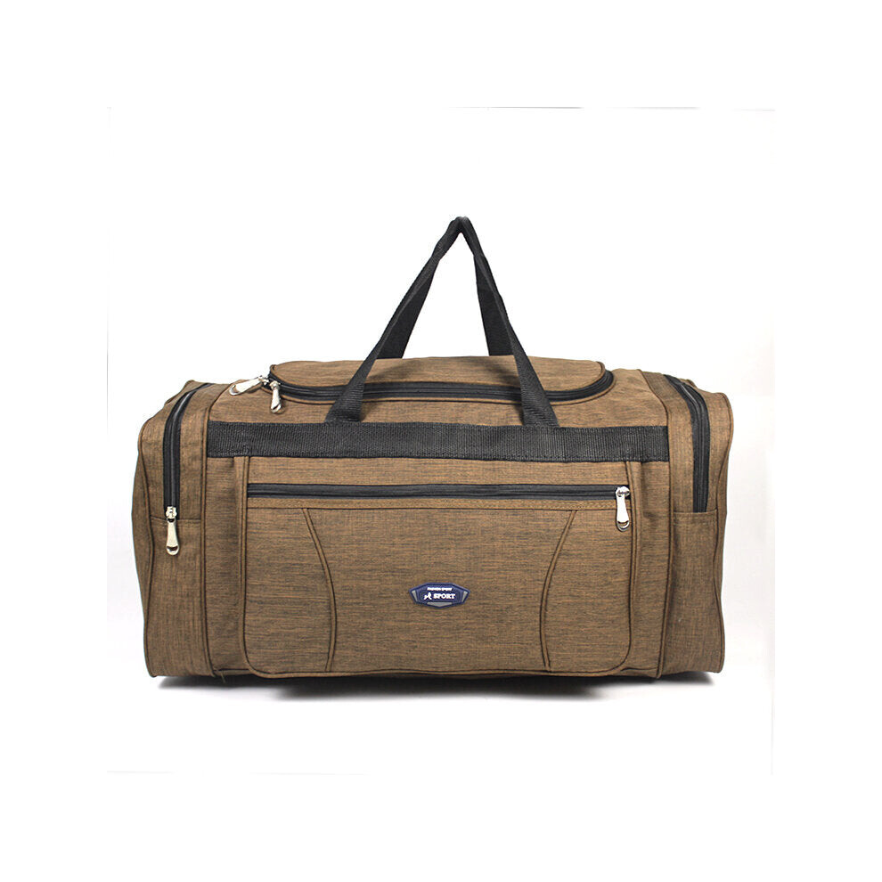 (Brown, L) Multi-Size Oxford Fitness Training Gym Bag Durable Outdoor Travel Handbag Sport Tote Bag For Male Female