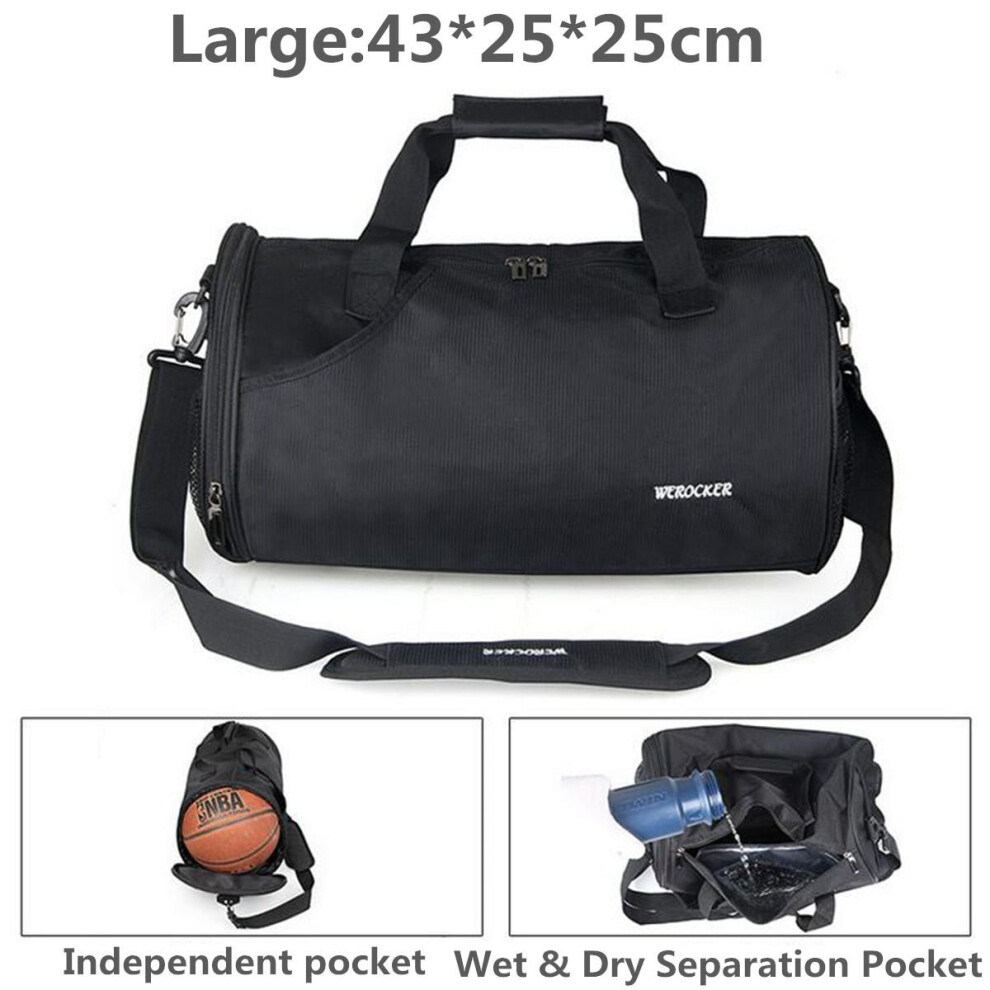 (A) Outdoor Sport Gym Duffle Backpack Luggage Travel Fitness Shoulder Bag Shoes Basketball Storage Organizer