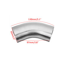 (50mm) 1.5 / 2 / 2.5 / 3" OD 45 Degree Exhaust Pipe Bends Tube Elbows Stainless Steel