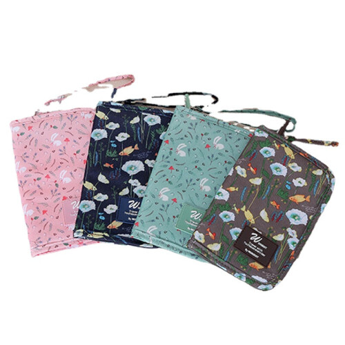 (Pink) Travel Passport Holder Multi-function Document Storage Bag Set Change Folder Cute Cartoon Waterproof 1