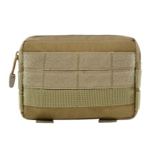 (Khaki) Waterproof Oxford Fabric Bag Military Tactical Molle Waist Bag Utility Pouch Emergency Pocket Bag