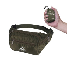 (Army Green) Outdoor Running Travel Waist Bag Waterproof Foldable Fanny Pack For Men Women Jogging Gym