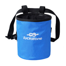 (Blue) Outdoor Adjustable Waist Belt Chalk Bag Mg Powder Storage Pouch for Rock Climbing Gym