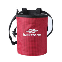 (Red) Outdoor Adjustable Waist Belt Chalk Bag Mg Powder Storage Pouch for Rock Climbing Gym