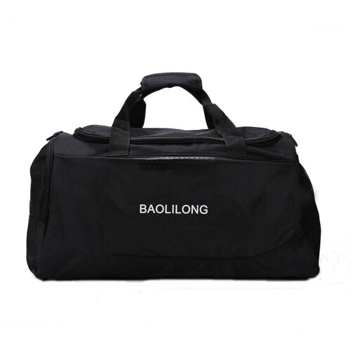 (Black) Travel Bag Large Capacity Nylon Multifunctional Foldable Portable Shoulder Pack Hangbag 1