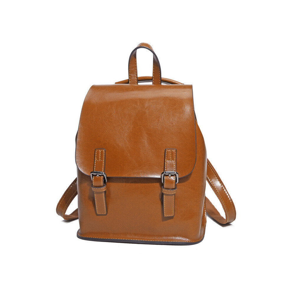(Yellow) Vintage Cow Split Leather Backpacks Waterproof Travel School Bag