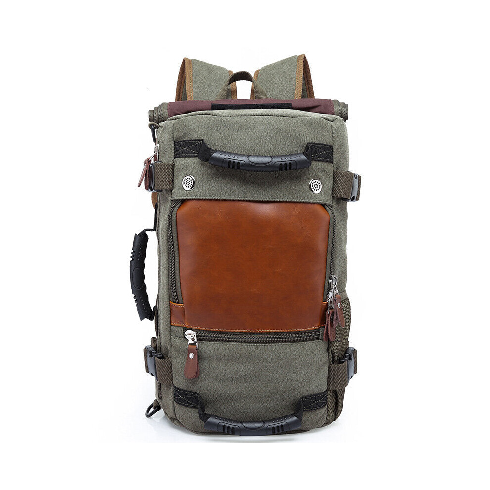 (vojensk zelen) Large Capacity Khaki Function Travel Canvas Backpack Male Waterproof Computer Causal Men Backpacks Duffel Shoulder Bag