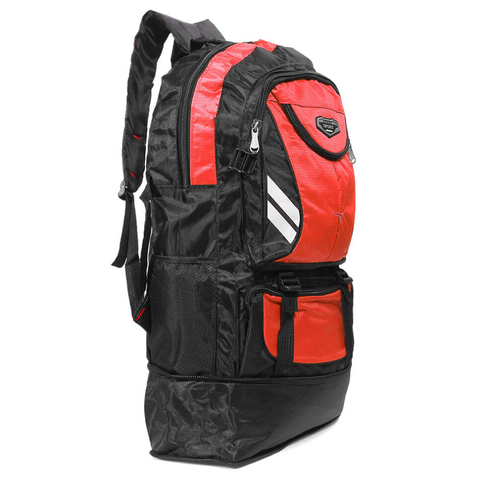 (Red) 65L Waterproof Tactical Bag Outdoor Camping Traveling Mountaineering Rucksack Backpack Storage Bag