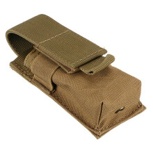 (Khaki) Nylon Single Mag Pouch Insert Flashlight Combo Clip Carrier For Duty Belt Hunting Gun Accessories