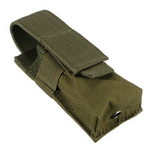 (Green) Nylon Single Mag Pouch Insert Flashlight Combo Clip Carrier For Duty Belt Hunting Gun Accessories