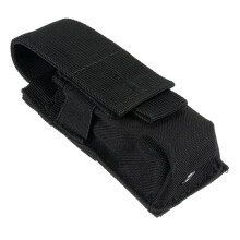 (Black) Nylon Single Mag Pouch Insert Flashlight Combo Clip Carrier For Duty Belt Hunting Gun Accessories