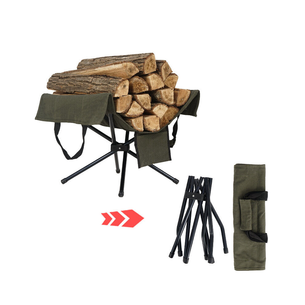 Outdoor Campfire Firewood Rack Collection Bag Aluminum Alloy Lightweight Camping Portable Firewood Storage Bag