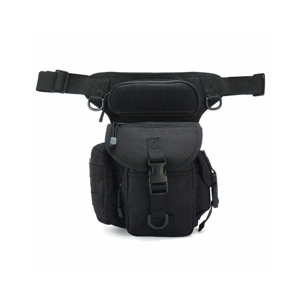 (Black) Canvas Waterproof Tactical Bag Waist Pack Leg Bag Camping Hiking Hunting Belt Bag