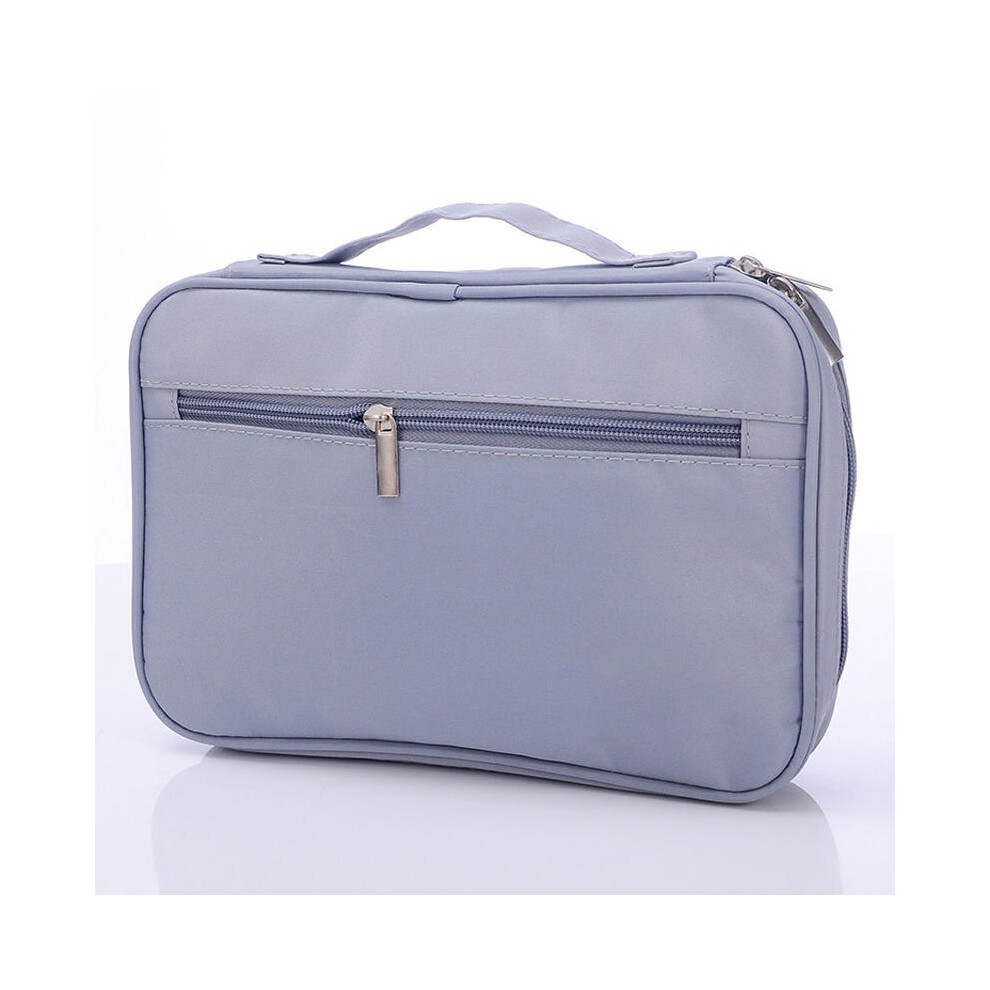 (Light Grey) Nylon Women Travel Cosmetic Bag Waterproof Makeup Tool Storage Finishing Handbag Organizer Accessories