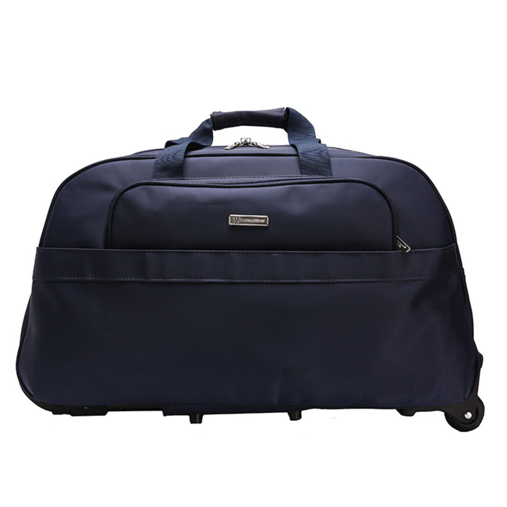 (Navy Blue) High Capacity Travel Duffle Luggage Trolley Bag With Wheels Rolling Suitcase Travel Bags Carry-On Bag