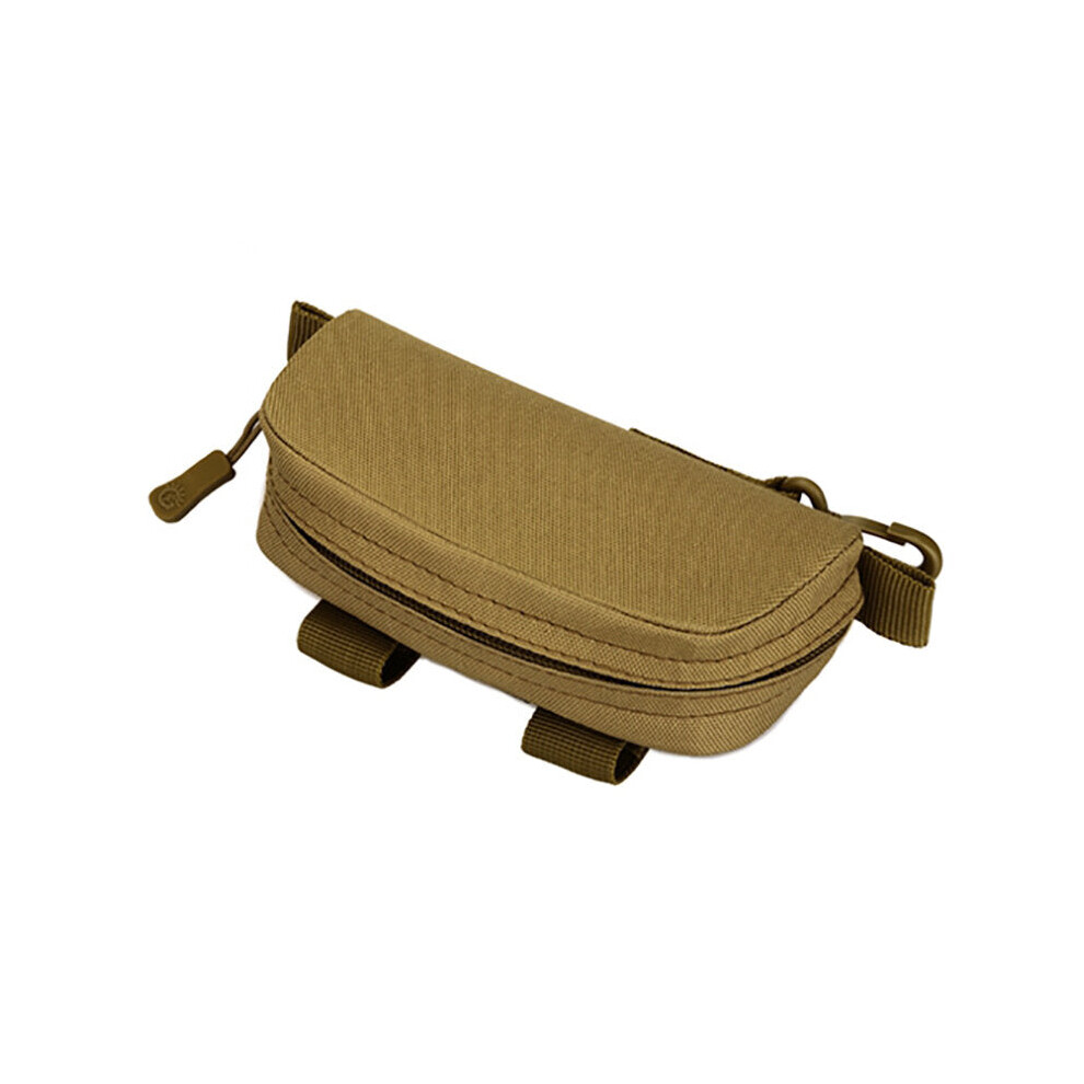 (Khaki) Military Camouflage Glasses Tactical Bag Mini Storage Pouch Nylon Hip Bum Waist Belt Pack