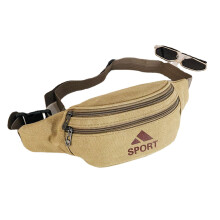 (Coffee) Men Canvas Waist Bag Outdoor Camping Hiking Traveling Sports Bag Storage Bag