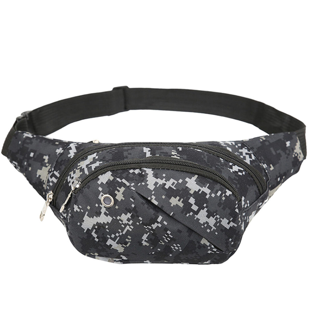 (Black) Mens Tactical Waist Bag Military Canvas Waist Bag Travel Hiking Storage Bag Camping Belt Bag
