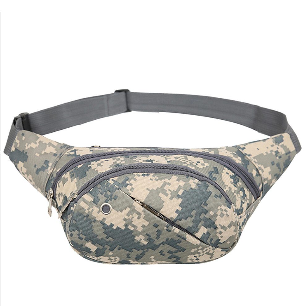(Gray) Mens Tactical Waist Bag Military Canvas Waist Bag Travel Hiking Storage Bag Camping Belt Bag